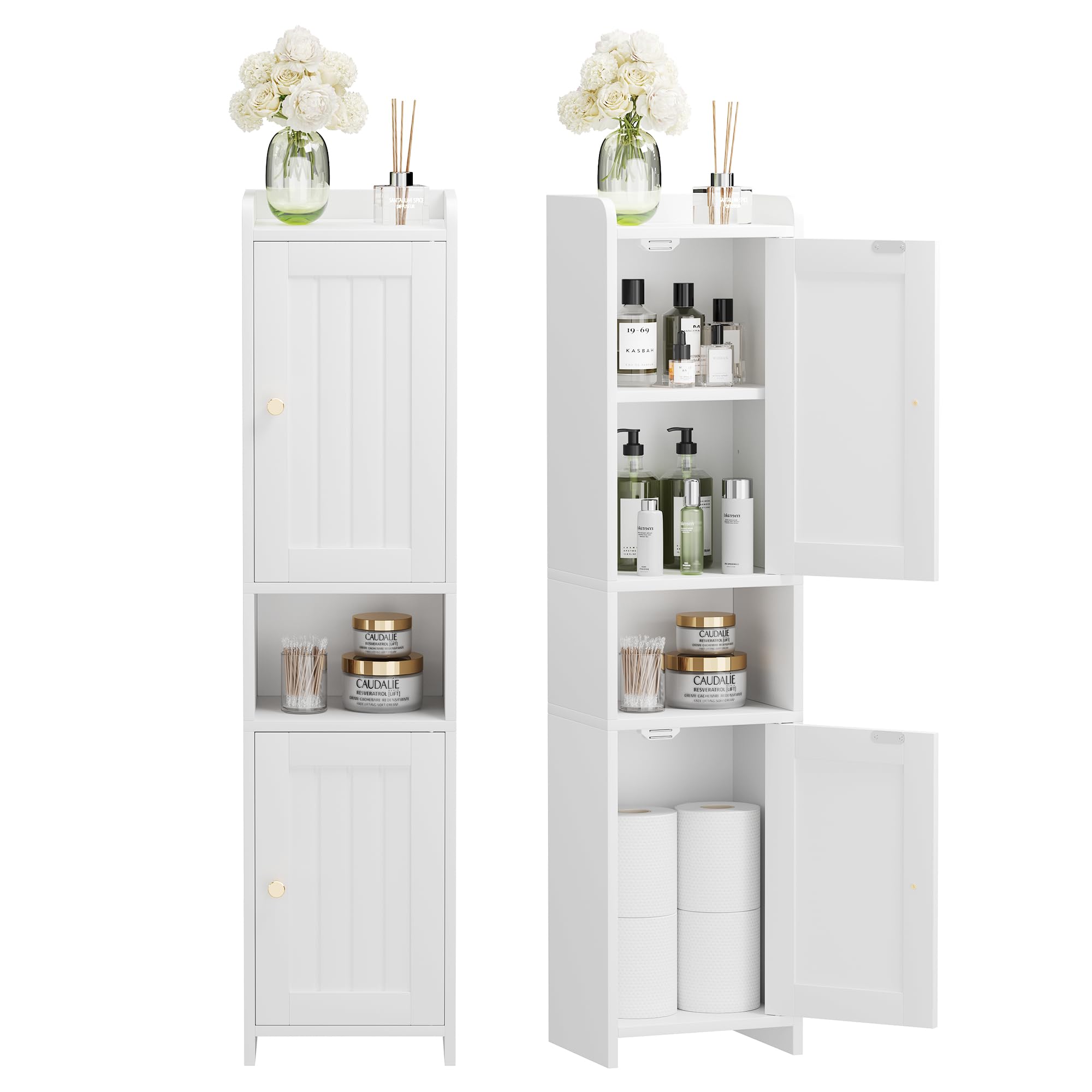 GLANZALANT Bathroom Cabinet with 2 Doors, Small Freestanding Storage ...