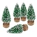Goldenlight 12 Pack Miniature Christmas Trees Tiny Sisal Trees Artificial Mini Pine Tree with Snow and Wood Base for Christmas Snow Globe Decoration Crafts