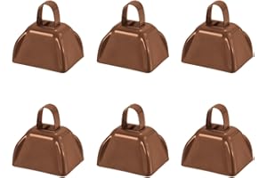 Hordolry 3inch Cowbells Noise Makers, 6Pcs Metal Cow Bells with Handle, Small Loud Bell Bulk Hand Percussion for Sporting Events, Football Games,Party, Concert, Graduations, Farm Ranch, Coffee