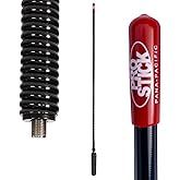 Prostick 4 Foot Fiberglass 1000 Watt Black CB Radio Antenna with Heavy Duty Black Stainless Steel Spring.