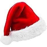 Jephine Christmas Santa Hats for Adults, Classic Red Holiday Party Accessories,Large Christmas Hat for Men & Women,Soft Xmas Party Supplies