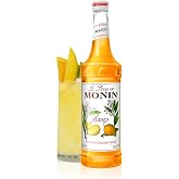 Monin Mango Syrup for Drinks - 750 ml / 25.4 fl oz | Mango Syrup Flavoring for Cocktails, Mocktails, Lemonade, Iced Teas, Sodas, &amp; More, Kosher, Gluten Free, Non-GMO