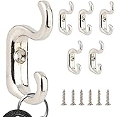 Brosay Wall Mounted Double Hooks Vintage Hardware Hooks Industrial Hooks Bronze Coat Hooks Decorative for Hanging Small Towels Hat Key Bag with Screw 6Pcs (Silver, A Style)