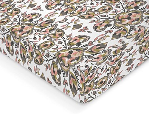 Crib Sheet Rustic Floral Print - - Nursery and Toddler Bedding - - Pink, Grey, and Gold - - Trending Girl Crib Sheet - - Baby Shower Gift - - Also Available in Pink