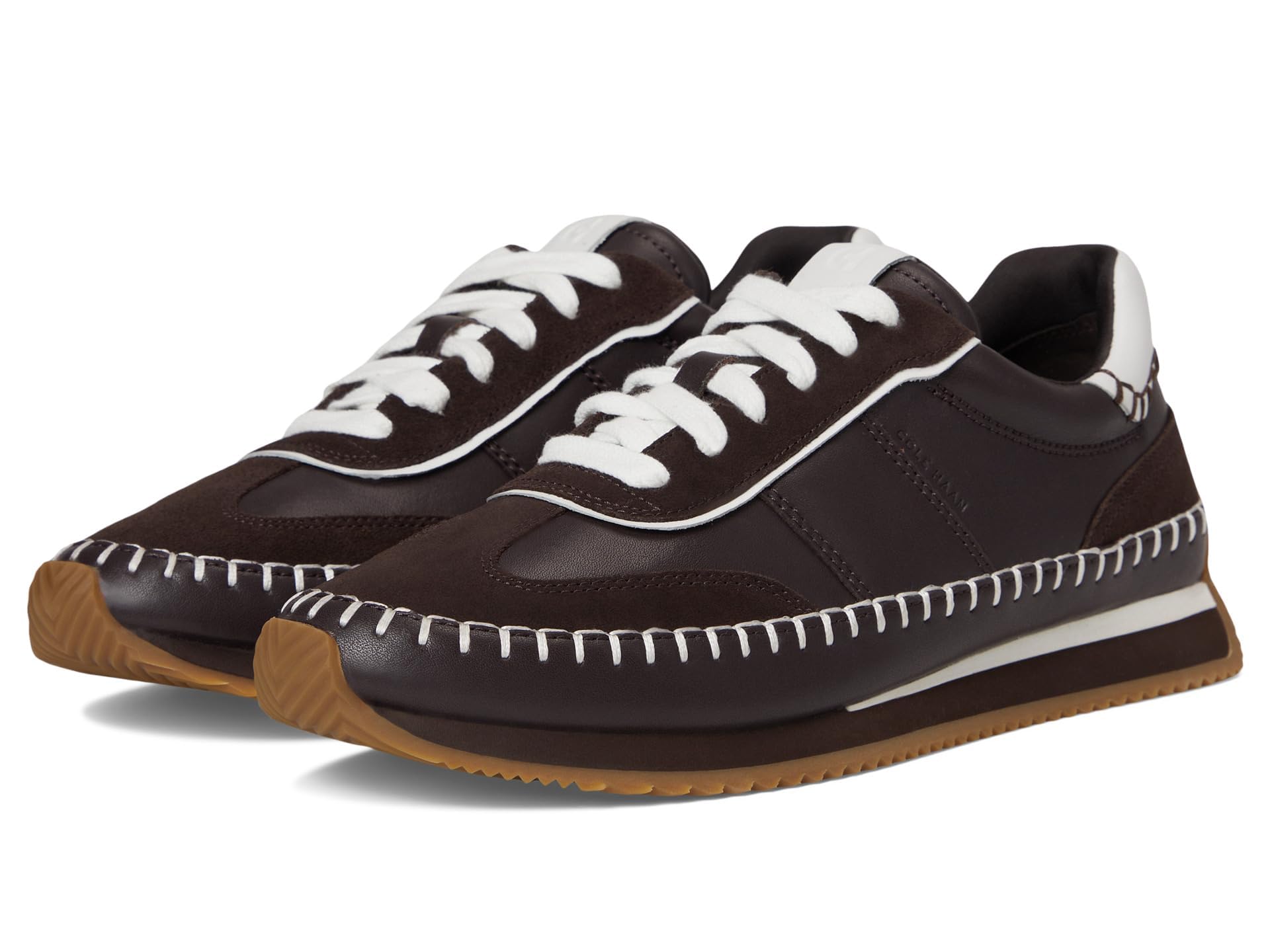Cole Haan Women’s Grandpro Premier Runners, Dark Chocolate/White Leather, 7-B US