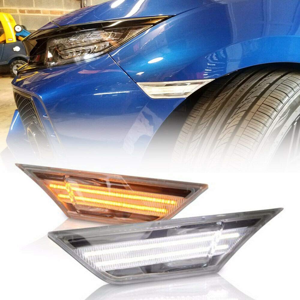 NSLUMO LED Side Marker Lamp Smoke Lens Turn Signal Lamp W/LED Lamp Compatible with 2016-2021 Hon.da Civic Sedan Coupe Hatchback