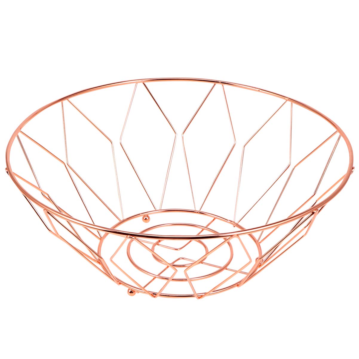 Garneck Metal Wire Fruit Basket Iron Round Storage Baskets Decorative Fruit Bowl for Bread Fruit Snacks Candy Households Items Rose Gold