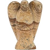 ANAYA AGATE Picture Jasper Angel Statue, 2" Beautiful Gemstone Guardian Angel, Natural Crystal Angel, Hand-Carved Angel Charms for Protection, Love, Peace, and Positive Energy, Angel Figurines Décor