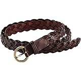 CHIC DIARY Women's Braided Woven Belt Skinny Vintage Thin Leather Belt for Jeans