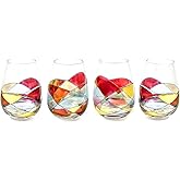 Sagrada Barcelona Stemless Wine Glasses – Hand‑Painted Set of 4, Unique Wine Gift for Wedding, Anniversary, Housewarming & Christmas Ideal for Women & Men