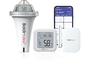 BaldrTherm Smart Pool Thermometer with WiFi Gateway, Digital Floating Anti-Fog 360° Reading with IPX7 Waterproof, Remote App Notification Alert for Hot Tub/Ice Bath/Swimming Pool/SPA/Aquarium/Pond