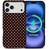 artslion for iPhone 17 Pro Max Case for Women Girl Men Boy, Compatible with MagSafe, Shockproof Soft Silicone & Hard PC Shell Protective Case for iPhone 17 Pro Max - Dark Burgundy Polka Dot