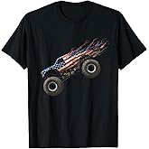 Patriotic Monster Truck USA Stars Stripes Jump Power Ride T-Shirt