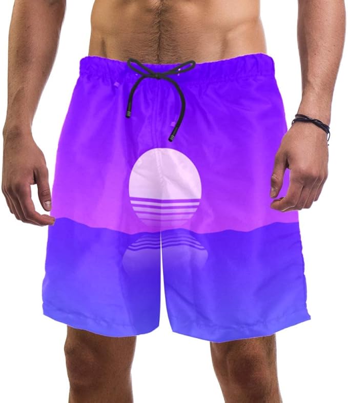 Mens Swim Trunks Vintage Style Purple 01 Swim Shorts Quick Dry Swimwear XXL