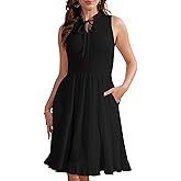 KETAWAK Women's Summer Dresses Boho Sleeveless Short Work Casual Dress with Pockets