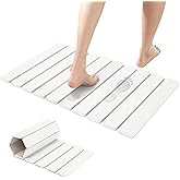 Osumlee Large Foldable Stone Bath Mat,Diatomaceous Earth with Non-Slip and Super Absorbent, Dry Mat with Quick Dry for Bathroom,Easy to Clean（23.6" Lx15.35 W,White）