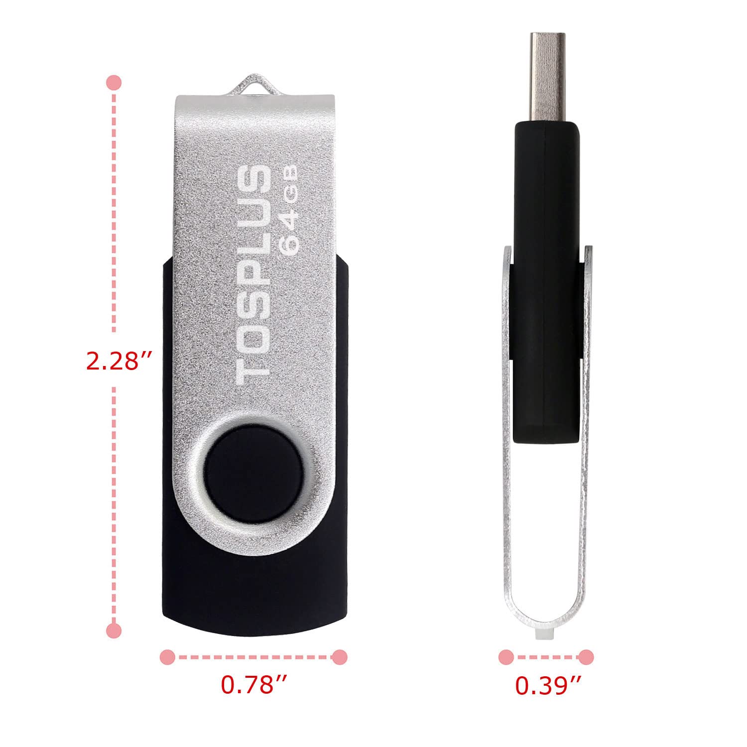 TOSPLUS USB 2.0 Flash Drive 64GB Thumb Drives Memory Stick Jump Drive Zip Drive 2Pack 64GB Black