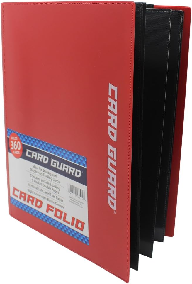 CardGuard Card Folio-Card Holder with 20 9-Pocket Pages Plastic Sleeve Book to Hold Your Collectible Trading, Red