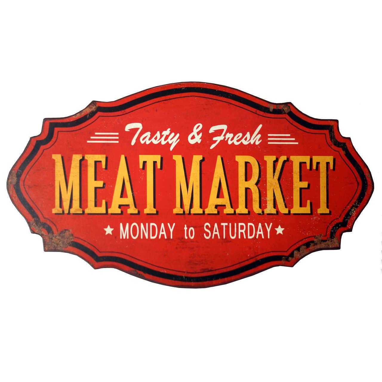 Vintage Metal Meat Market Sign