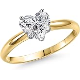 Gem Stone King 1.00 Ct 14K 2 Tone Gold IGI Certified Lab Grown Diamond Engagement Ring For Women | Heart Shape | F-G Color | VS Clarity