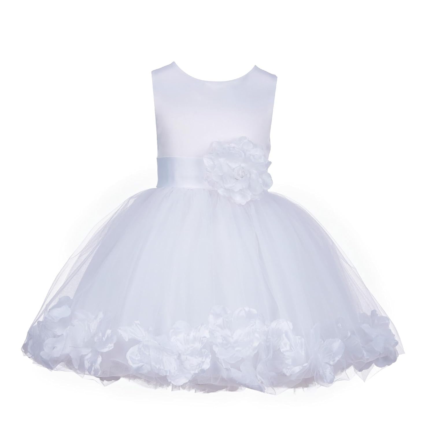 flower girl dress with rose petals inside