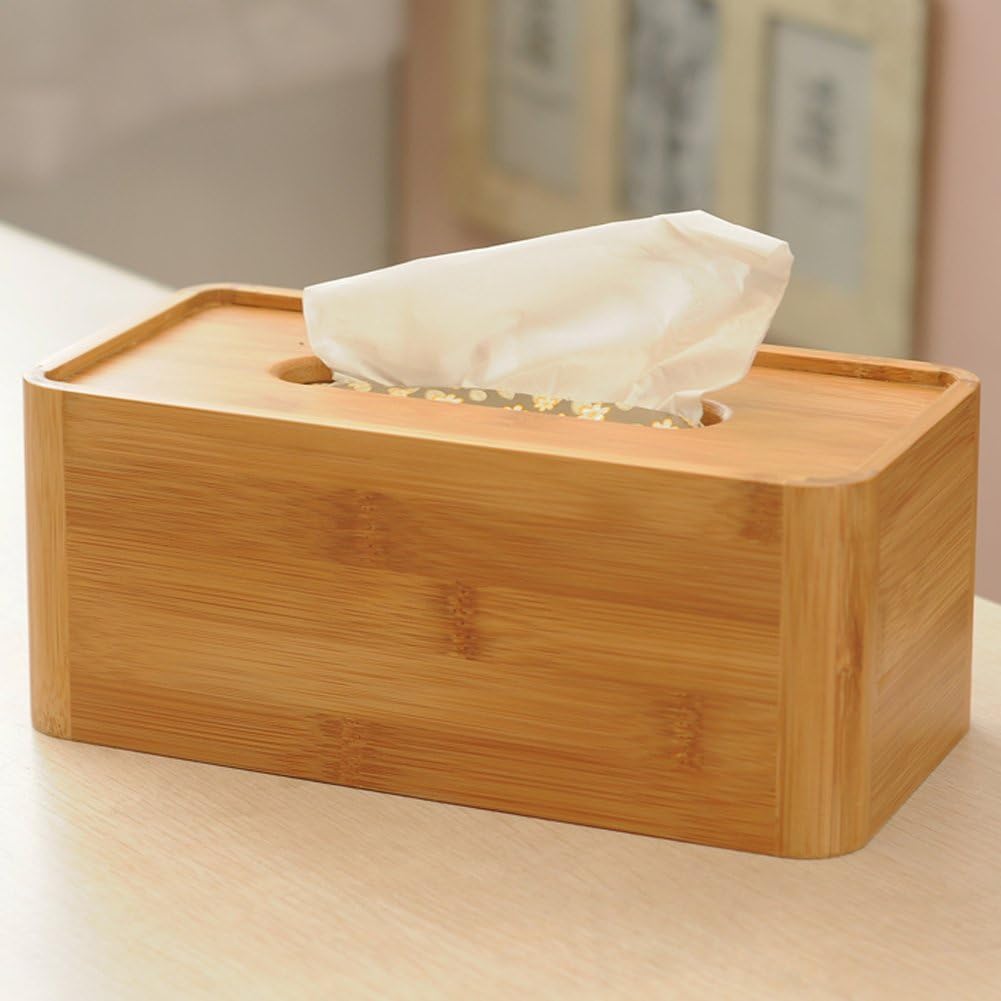 Tissue Box Bamboo Napkin Holder Rectangle Cover Home & Kitchen