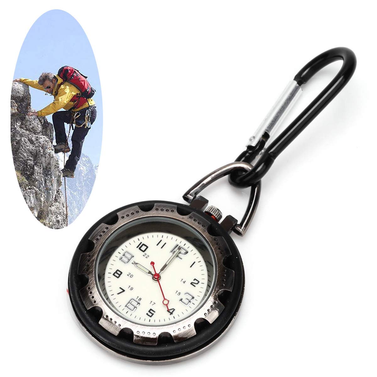 WONOLO Clip on Carabiner Luminous Face FOB Digital Watch for Sport Nurses Paramedics