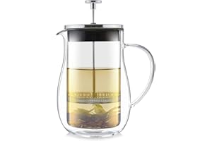 Teabloom Stay-Hot Glass French Press – Insulated 27-Ounce (800 mL) Loose Tea Steeper and Coffee Maker – Connoisseur's Choice