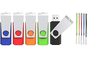 Wooolken USB Stick 8GB 5 Pack,USB 2.0 Flash Drive with Lanyards Swivel Thumb Drives 8GB USB Drive Memory Stick Bulk USB Stick