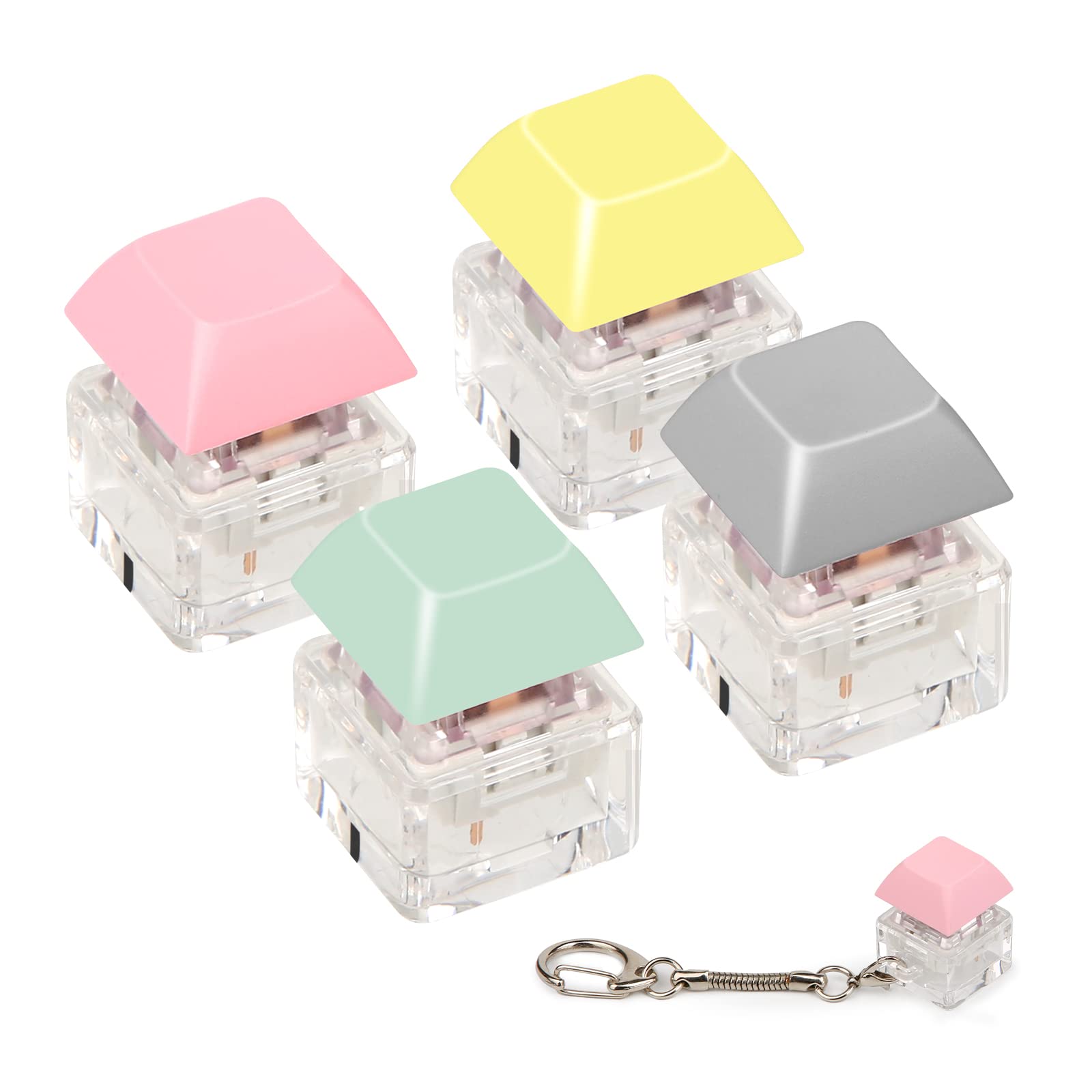 SAVITA 4pcs Keyboard Fidget Keychains, Finger Decompression Toy Button Fidget Toy Keychain Clip Keycap Clicker Fidget Keycap Keychain for Students Teens Adults Relieving Stress,Small