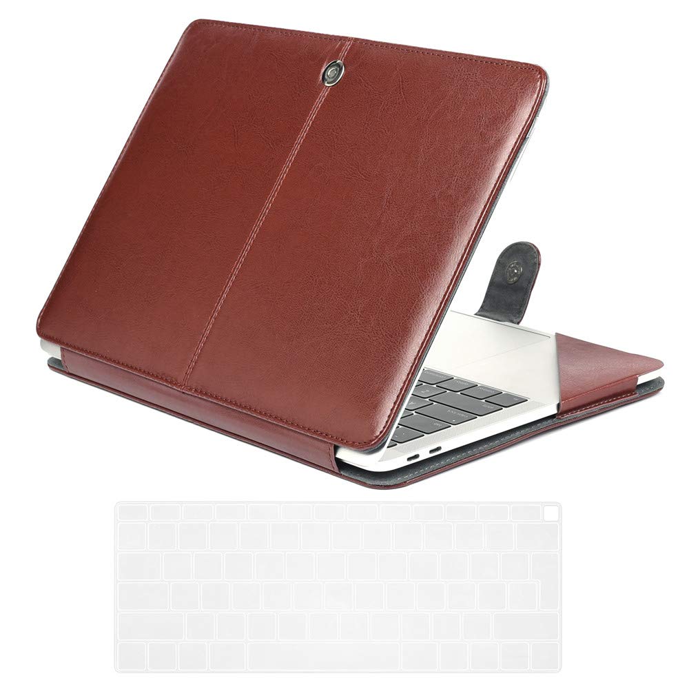 Se7enline compatible with 2024 2023 2022 2021 2020 2019 2018 MacBook Air 13 Inch Case PU Leather Carrying Book Folio Sleeve Cover for Mac Air Model A1932/A2337/A2179 &Keyboard Cover,Brown