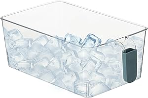 BPA Free Ice Storage Bin, Transparent Freezer Organizer Container with Handle for Kitchen and Pantry