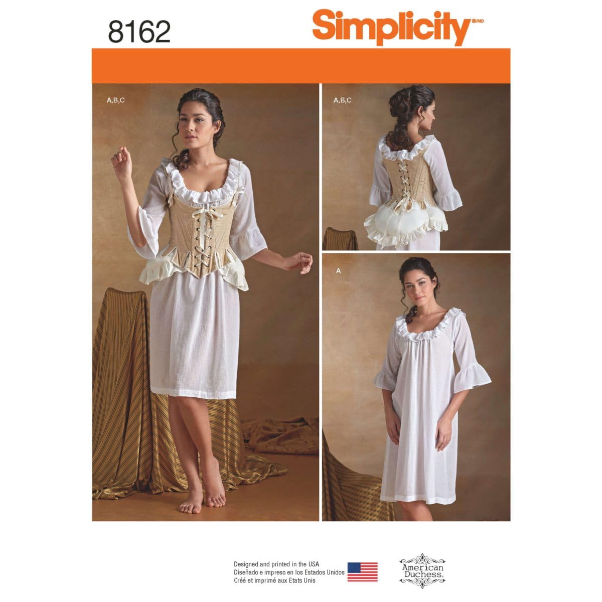 Simplicity Pattern 8162 Misses' 18th Century Undergarments, Paper, White, Carpet Uni Violet Size: Ø120cm Round