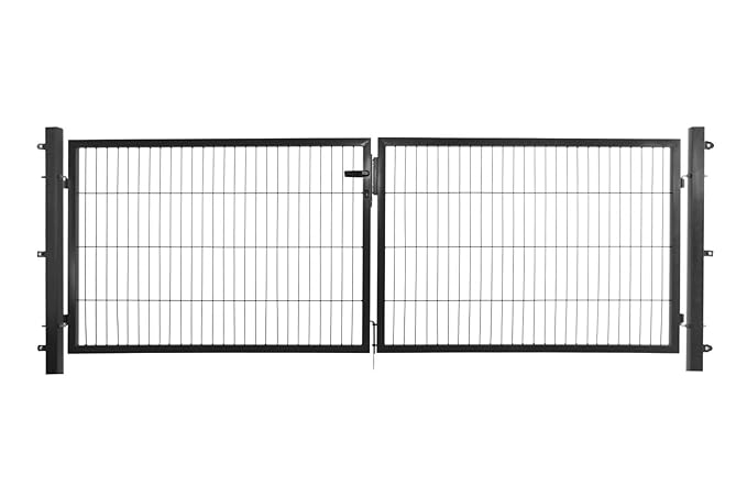 Eider Doppelflügeltor in anthrazit, 300 x 80 cm (B x H), zum Anschluss an Stabmattenzäune inkl. Befestigungsmaterial