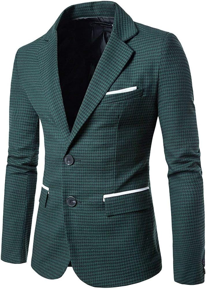 YOUTHUP Herren Karo-Sakko Slim Fit - 2-Knopf-Blazer Für Hochzeit, Büro & Freizeit