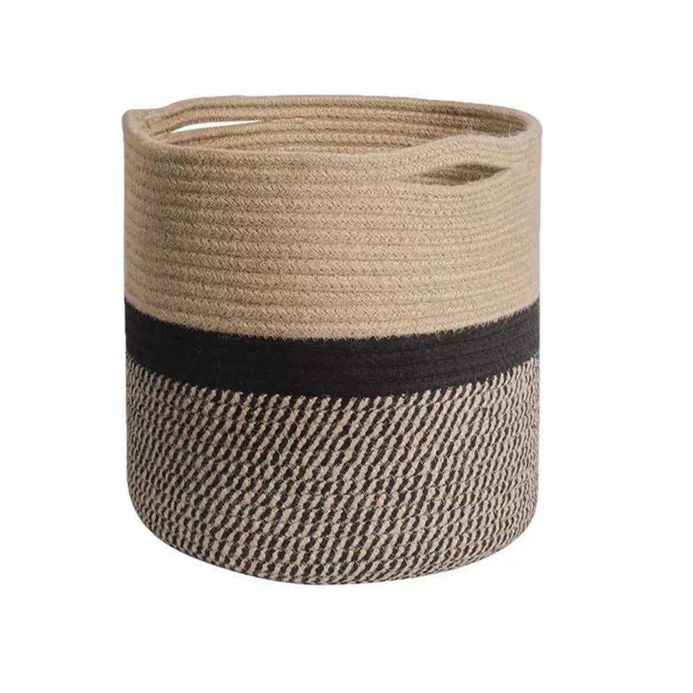 Photo 1 of YDQUANI Woven Cotton Rope Plant Basket for Flower Pot Indoor Planters, 10" x 10" Jute Foldable Storage Basket Organizer Modern Decor Household Laundry Basket