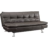 Coaster Dilleston Contemporary Brown Sofa Bed with Chrome Legs