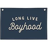 XYDEG Navy Blue Decor Long Live Boyhood Banner Boy Room Decor, Banner Flag Nursery Playroom Wall Decor for Boys Bedroom Living Room Dorm Toddler Decorations Teen Boy Kid Banner Wall Hanging Linen Flag 30x20