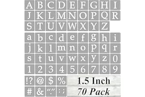 REOLAN 1.5 Inch Alphabet Letter Stencils for Painting - 70 Pack Letter and Number Stencil Templates with Signs for Painting on Wood, Reusable Letters and Numbers Stencils for Chalkboard Wood Signs & Wall Art