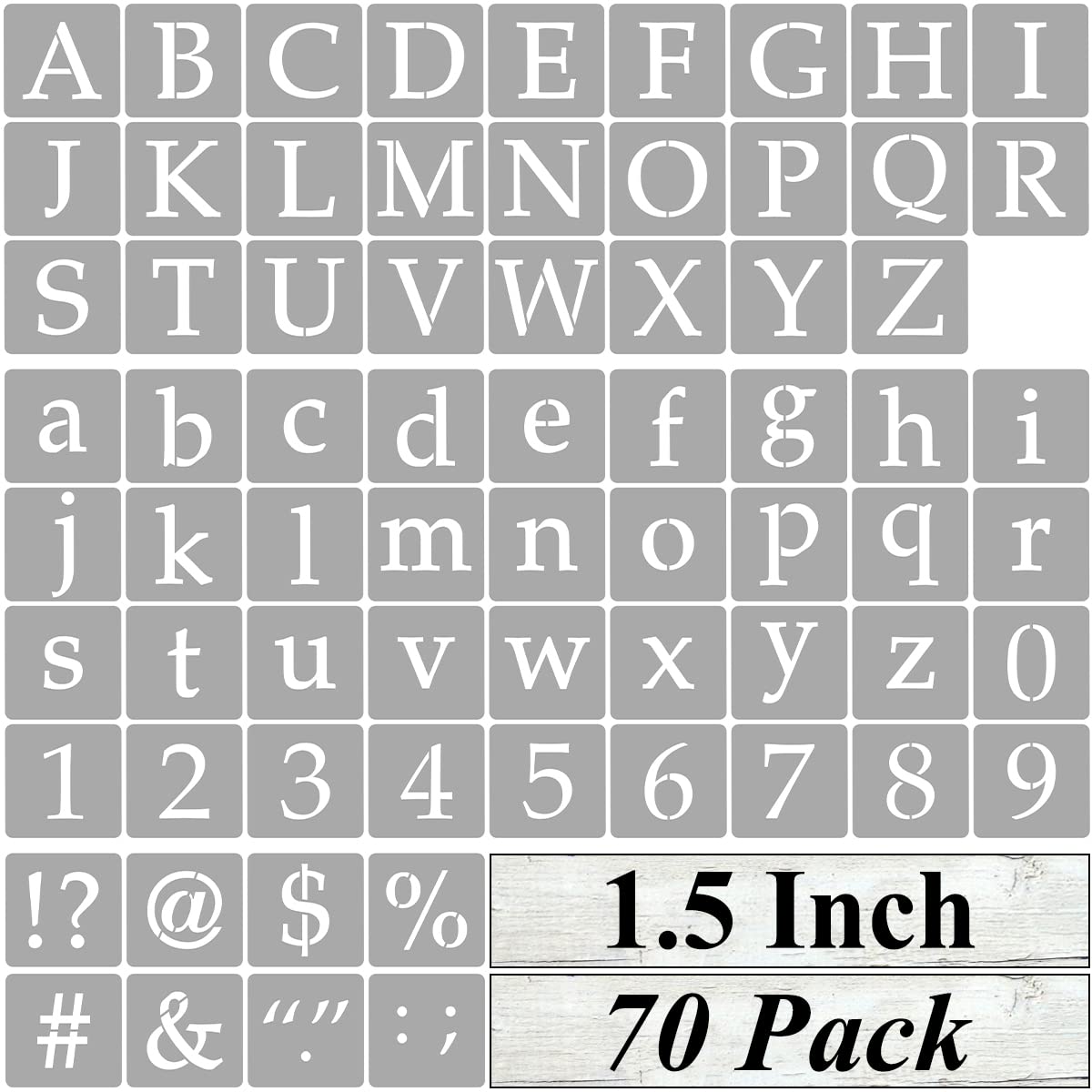 Photo 1 of 1.5 Inch Alphabet Letter Stencils for Painting - 70 Pack Letter and Number Stencil Templates with Signs for Painting on Wood, Reusable Letters and Numbers Stencils for Chalkboard Wood Signs & Wall Art
