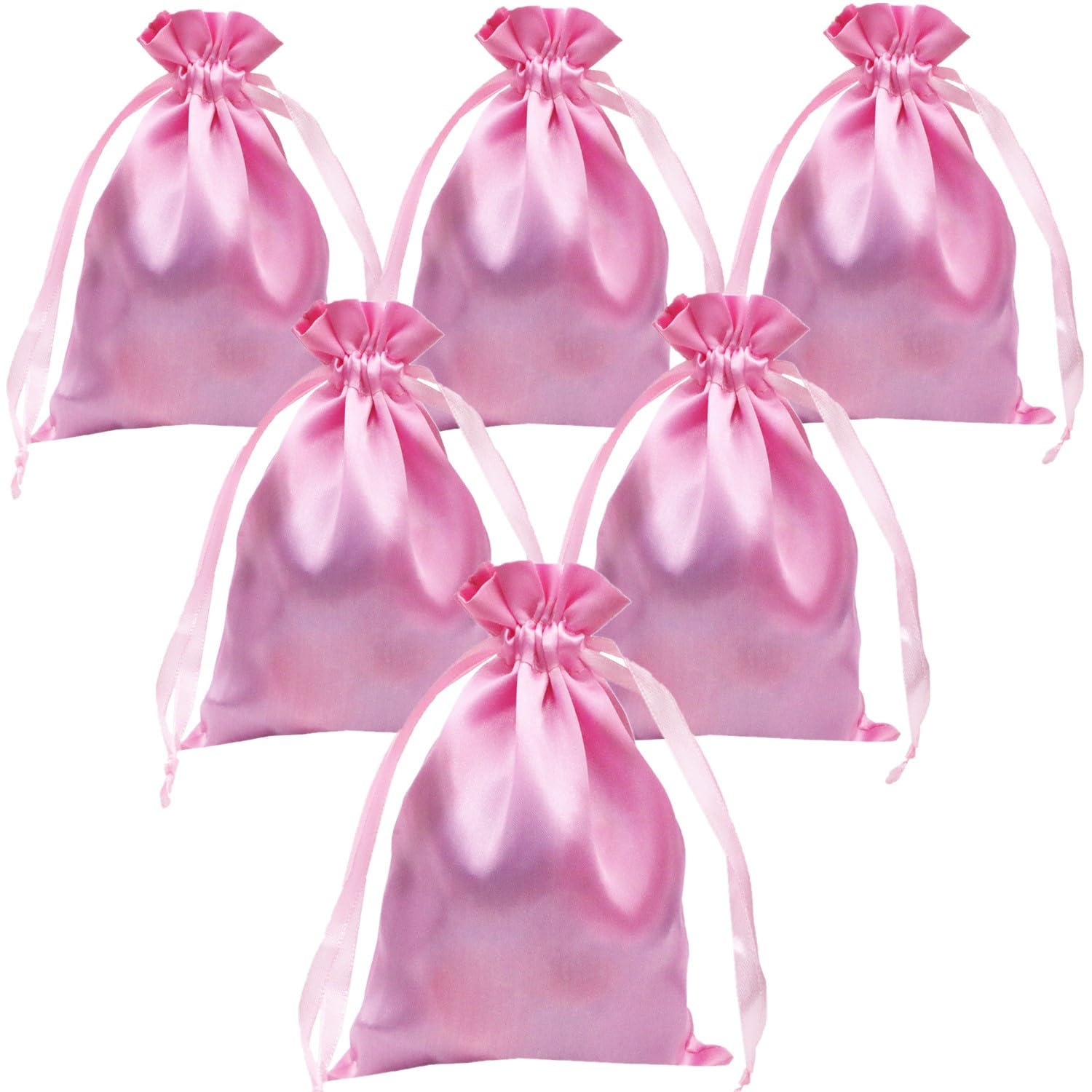 Gbateri 35 PCS 5 x 7 Inches Pink Satin Gift Bags with Drawstring Wedding Favour Bags, Party Favor Bags Silk Jewelry Pouches,Fabric Drawstring Pouch for Baby Shower Bridal Shower Birthday Christmas