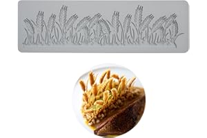Wheat Stalk Silicone Mold, Decorative Fondant Cake Mold, Gray Baking Tool for Cake Decorating, 6 Stalks Design (SMALL)