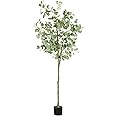 Fogein Artificial Eucalyptus Tree,6Ft Tall Fake Potted Tree Silk Faux Eucalyptus Tree with Plastic Nursery Pot, Artificial Plants for Home Office Indoor Decor