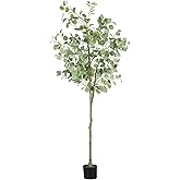 Fogein Artificial Eucalyptus Tree,6Ft Tall Fake Potted Tree Silk Faux Eucalyptus Tree with Plastic Nursery Pot, Artificial Plants for Home Office Indoor Decor