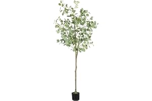 Fogein Artificial Eucalyptus Tree,6Ft Tall Fake Potted Tree Silk Faux Eucalyptus Tree with Plastic Nursery Pot, Artificial Pl