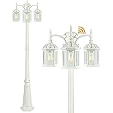Dusk to Dawn Outdoor Lamp Post Light Birdcage, 3 Head Waterproof Outside White Street Light Pole with Clear Glass Shade for Y