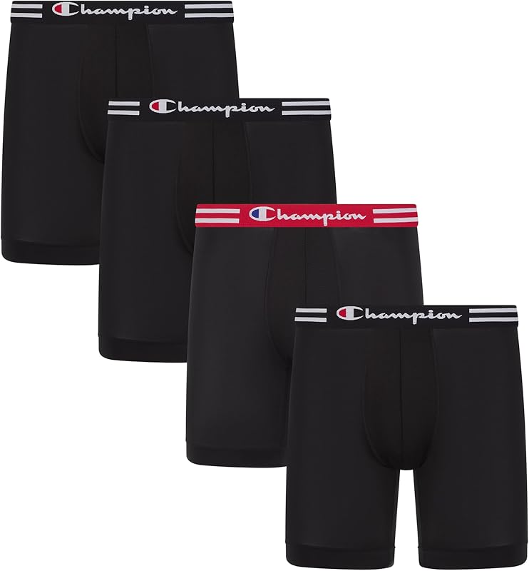 Calzoncillos bóxer para Hombre Everyday Active Lightweight Stretch – 4 Pack de 4 Pantalones Cortos Retro (4 Unidades), Pierna Larga – Negro – Pack de 4, XL
