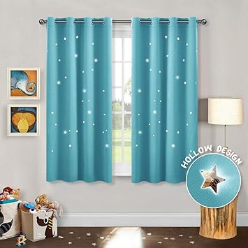 Amazon De Pony Dance Vorhange Kinderzimmer Junge Hohle Sterne Gardinen Kinder Schlafzimmer Thermo