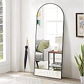 BEAUTYPEAK 65"x24" Full Length Mirror, Arch Full Body Floor Mirror, Wall Mirrors Hanging or Leaning Arched-Top with Stand for Bedroom, Dressing Room, Black