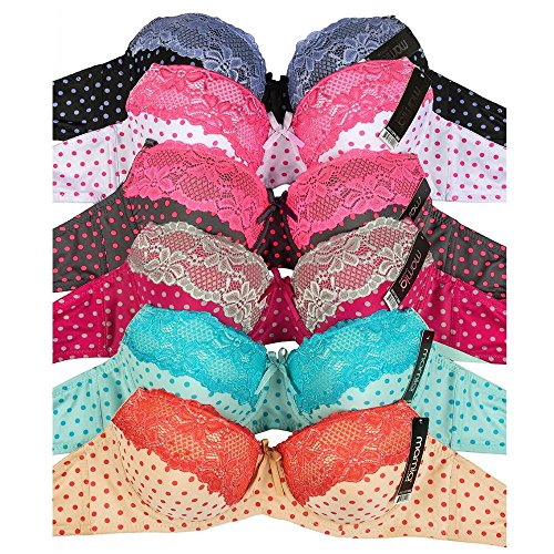 Women's Laced & Lace Trimmed Bras (Packs Of 6) - Various Styles (38C, 90) - Thumbnail 6